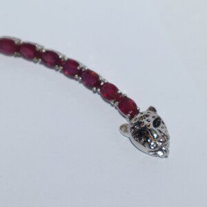 D'Joy Sterling Silver Red/Pink Stone Tennis Bracelet